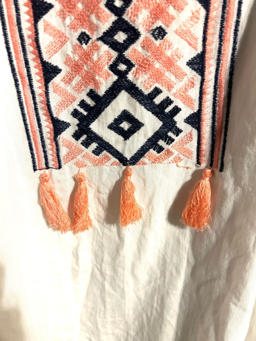 Closet Clear Out Polagram White Boho Embroidered Tassel Dress - Picture 8 of 9
